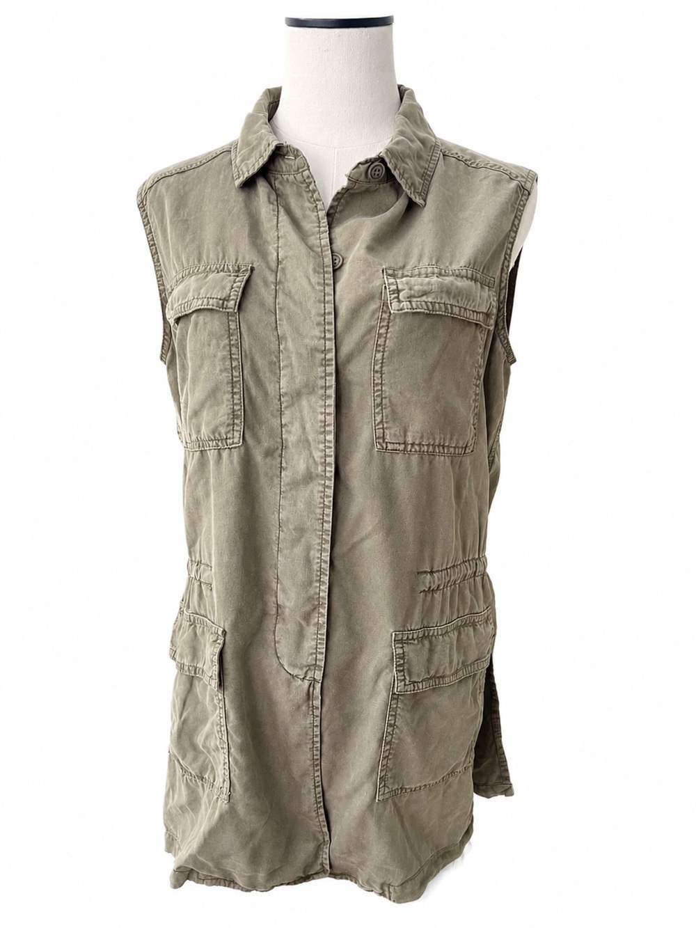 Buffalo by David Bitton Olive Green Sleeveless Utility Vest
